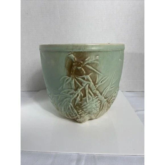 McCoy Planter Pot Pine Cone Jardiniere Blue Green Brown Vtg MCM Cottagecore - Picture 4 of 16